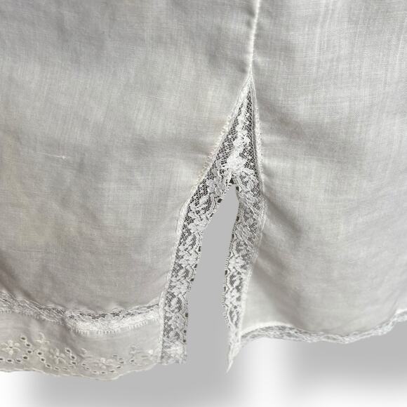 Vintage White Lace Hem Half Slip Skirt Side Vent Elastic Waist Large USA Made - Picture 4 of 10